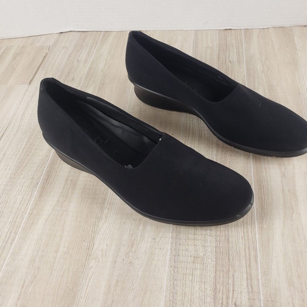 ECCO Finola Womens 10 Black Stretch Wedge Loafer Flats EU 41